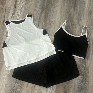 Marika short, tank, and bra set (tank & bra are Large and shorts are X Large)